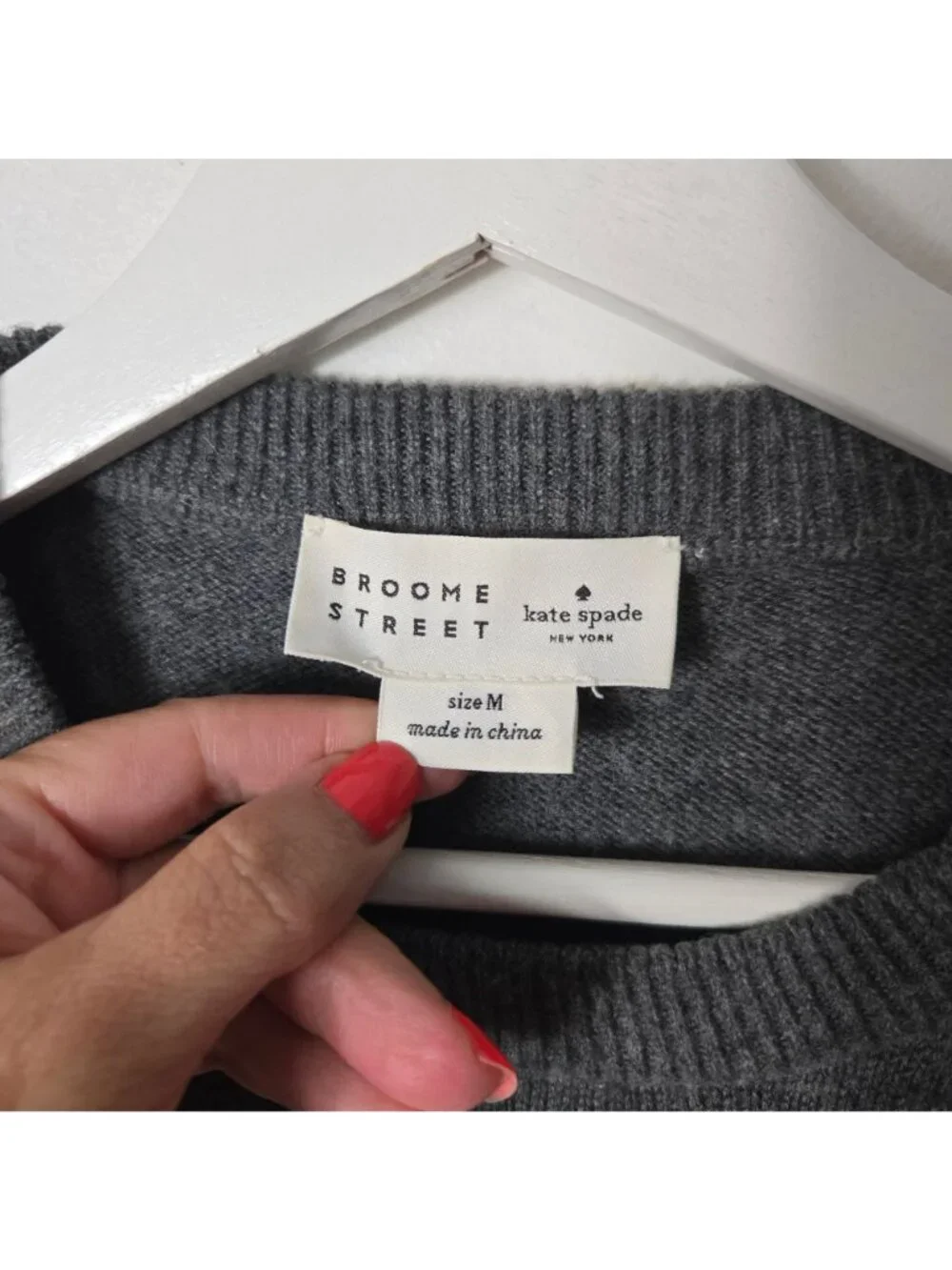Kate Spade Broome Street Size M Gray Winking Face Wool Blend Crew Neck Sweater
